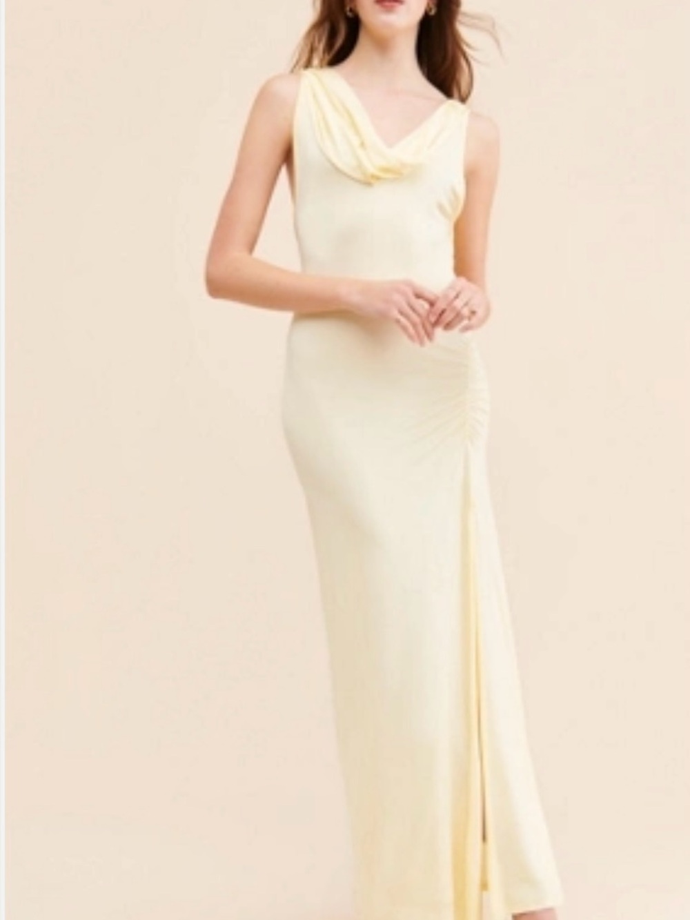 Free People Cream Cowl-Neck Maxi Dress